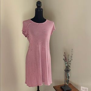 Pink and white stripped T-Shirt Dress